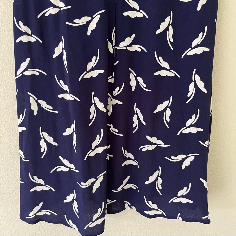 Anthropologie Maeve Fern Ruched Dress Size 4 Navy Retro Rockabilly Cottagecore - Picture 9 of 11